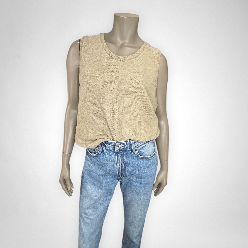 ZARA Knit Sleeveless Cream Beige Top XL